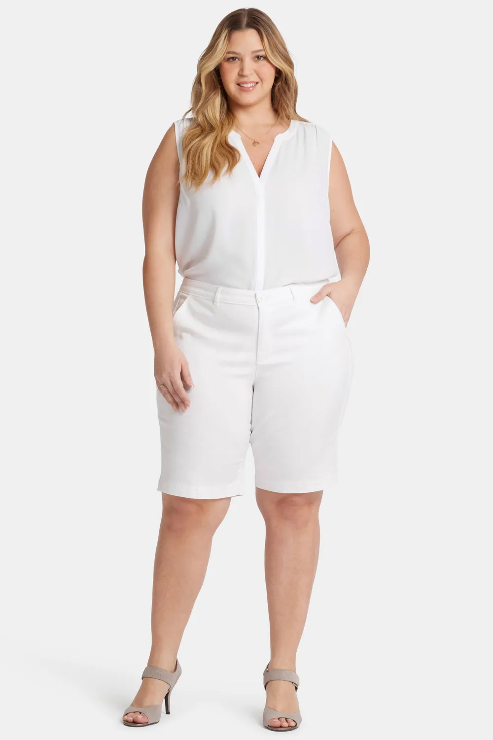 NYDJ Bermuda Shorts Plus Optic White weiß