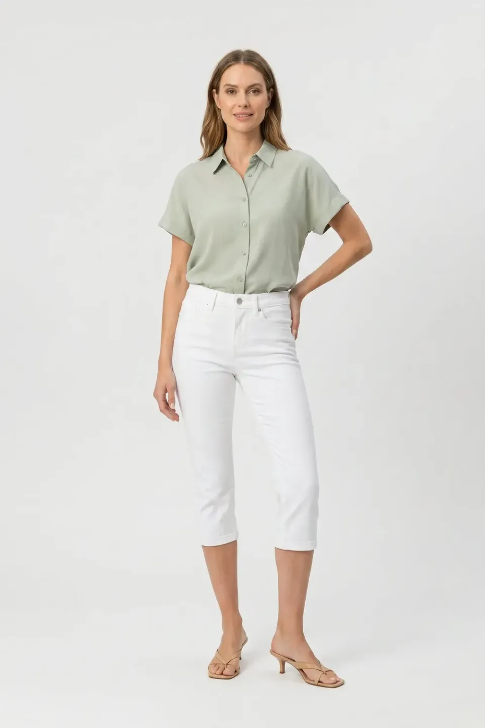 NYDJ Chloe Skinny Capri Optic White Petite Stretch