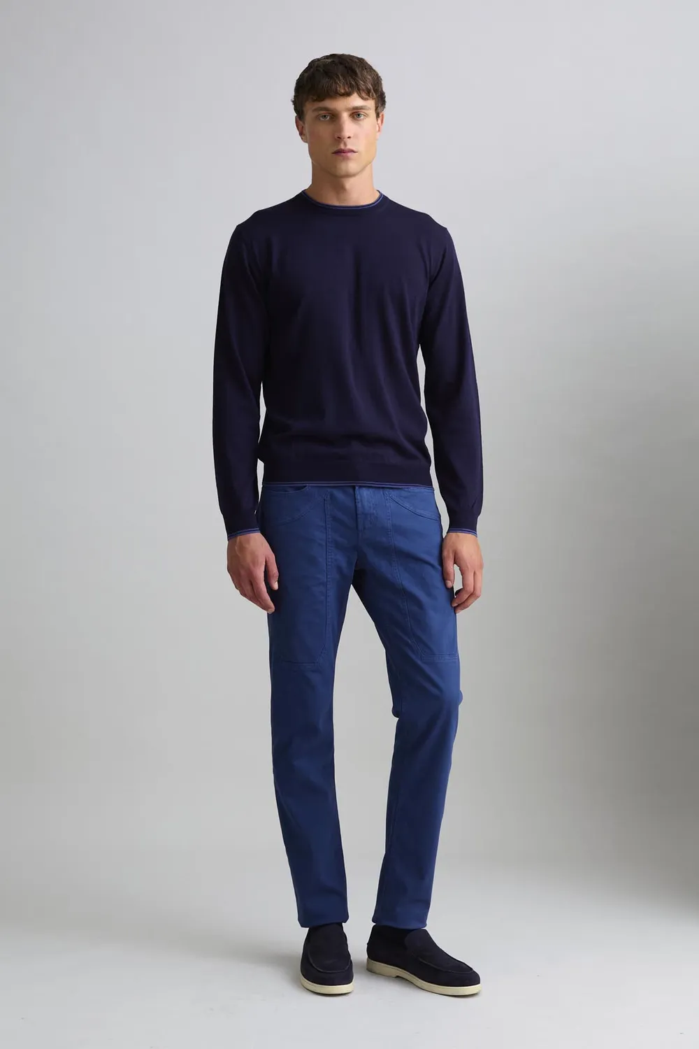 Jeckerson Girocollo Pullover Herren dunkelblau Wolle