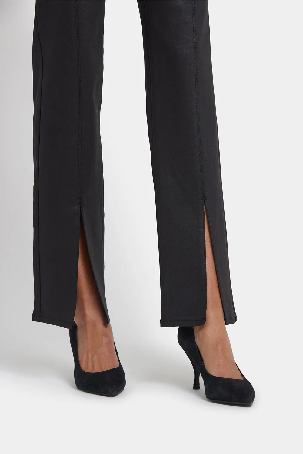 NYDJ Marilyn Straight Jeans Black Coated Schlitz