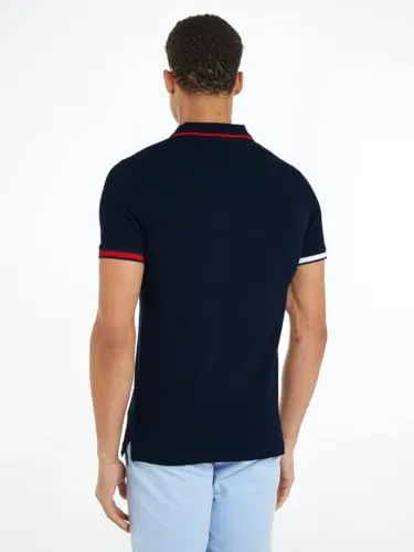 Tommy Jeans TJM REG Flag Cuffs Polo S/S Herren Navy