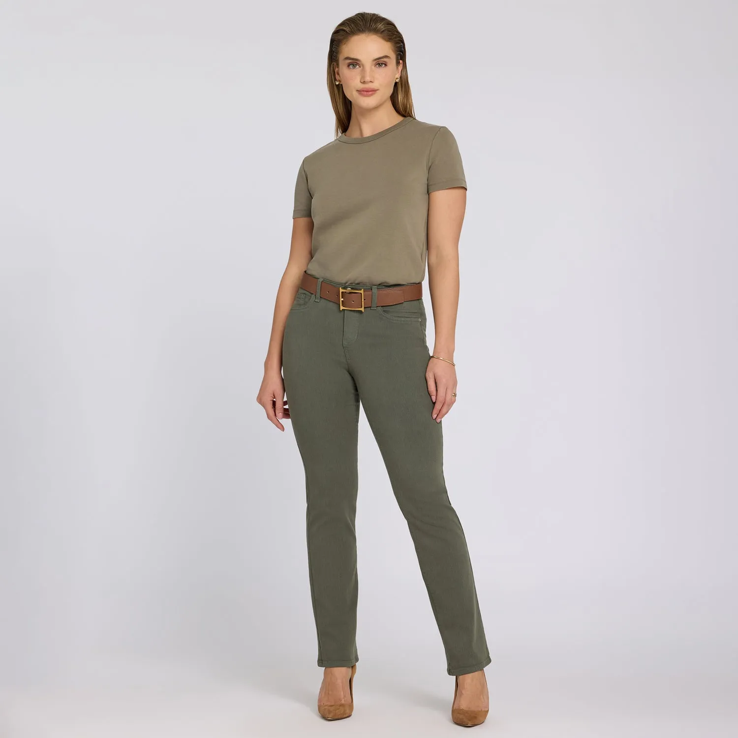 NYDJ Marilyn Straight Jeans Desert Green No Gapper