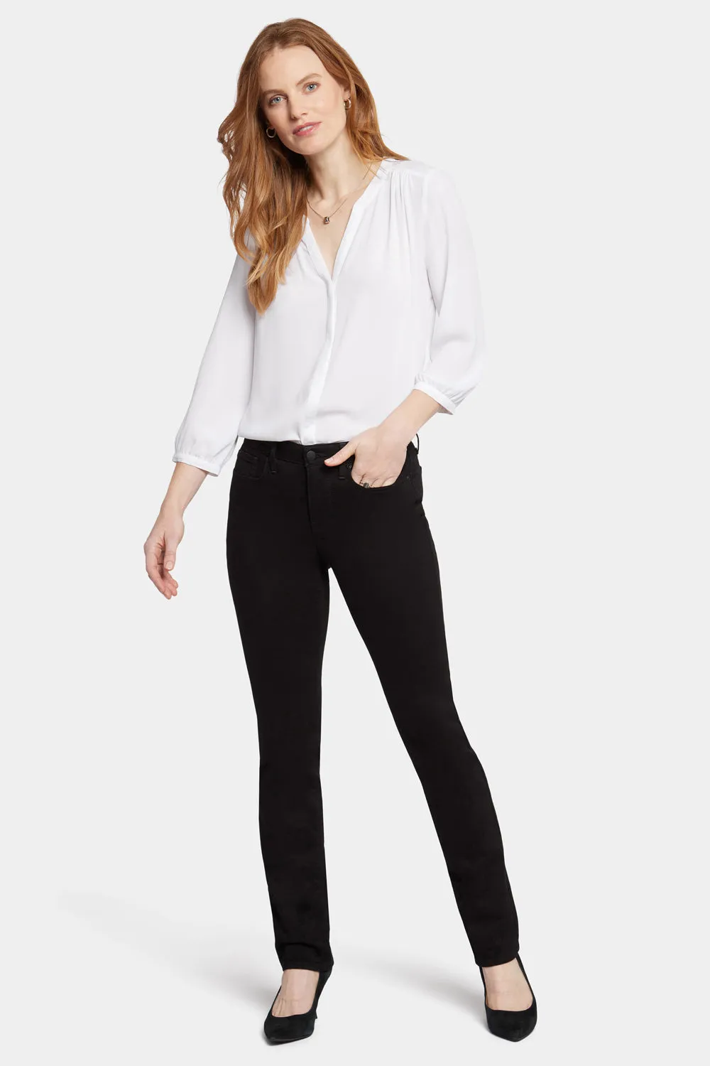 NYDJ Sheri Slim Jeans Black schwarze Slim-Jeans