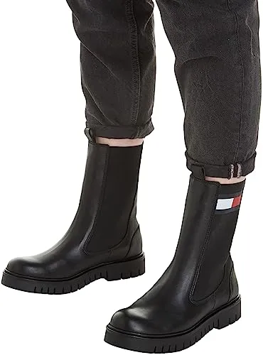 Tommy Jeans TJW Long Chelsea Boot Damen Stiefel 39 Schwarz