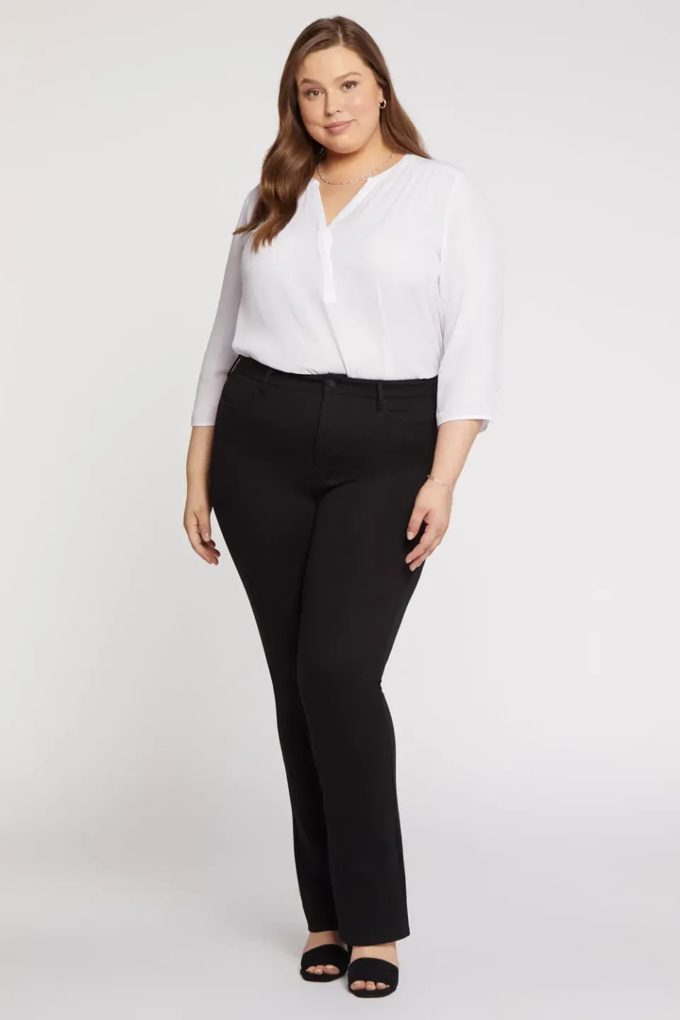 NYDJ Marilyn Straight Hose Schwarz Plus Size Ponte