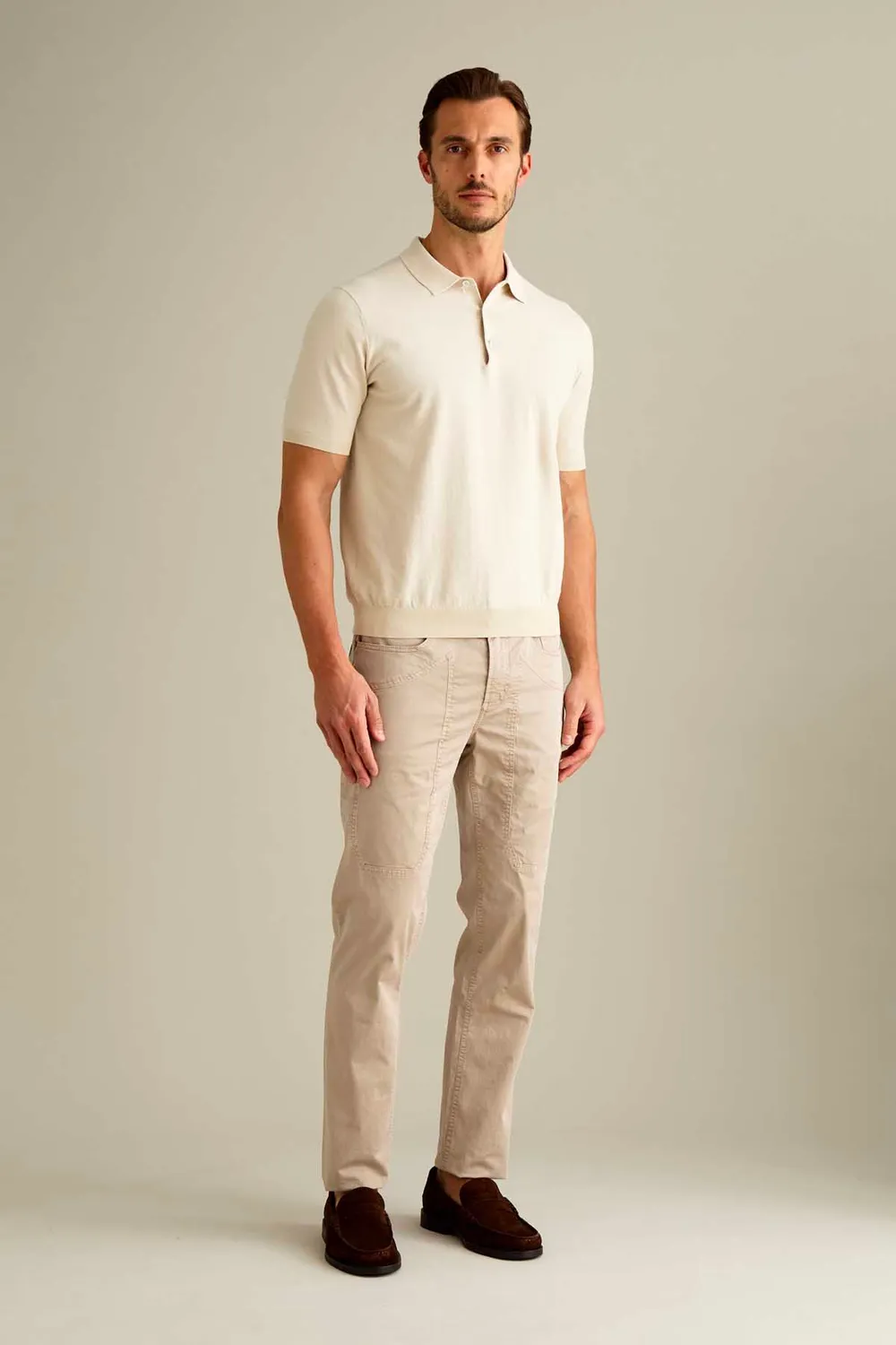 Jeckerson John Slim Fit Hose beige Satin-Optik