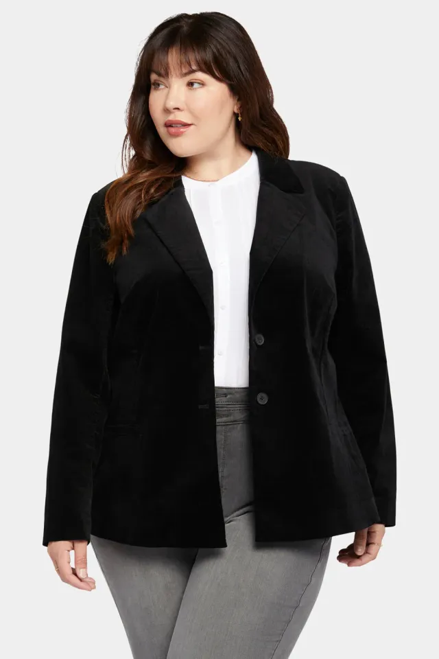 NYDJ Classic Blazer Jacke Velveteen Schwarz Plus