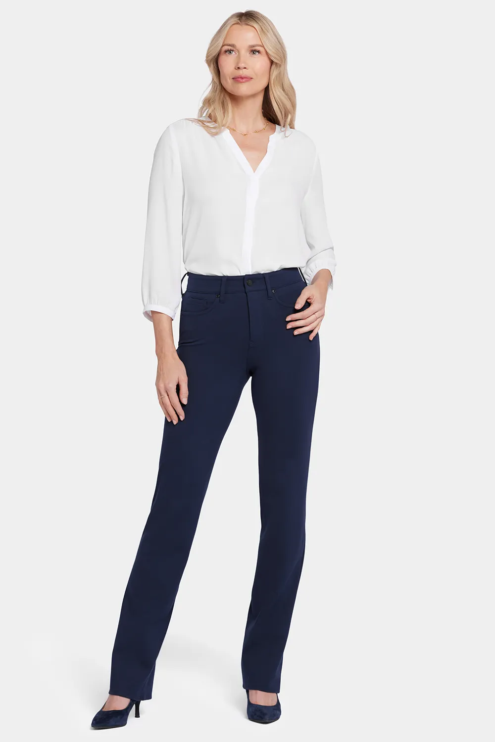 NYDJ Marilyn Straight Hose Petite Oxford Navy formend
