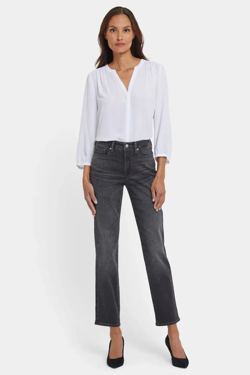 NYDJ Sheri Slim Jeans Petite Grau Gloomy Marais slim
