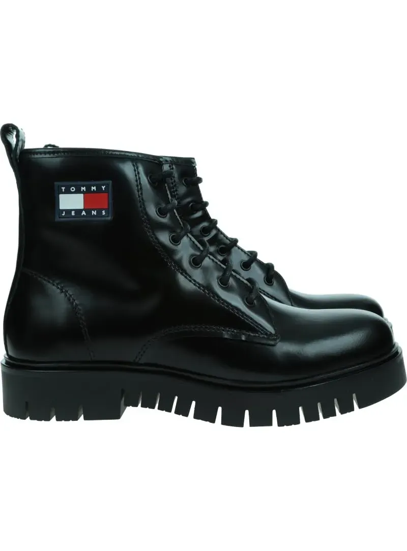 Tommy Jeans Mid Boot Schnürstiefel Damen Lack 38 EU