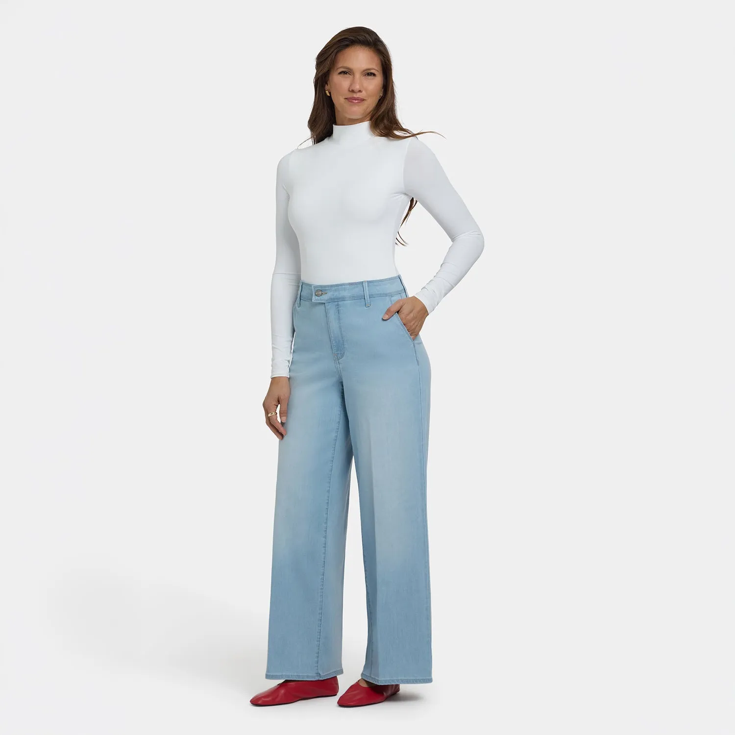NYDJ Mona Wide Leg Trouser Jeans Oceanfront hellblau