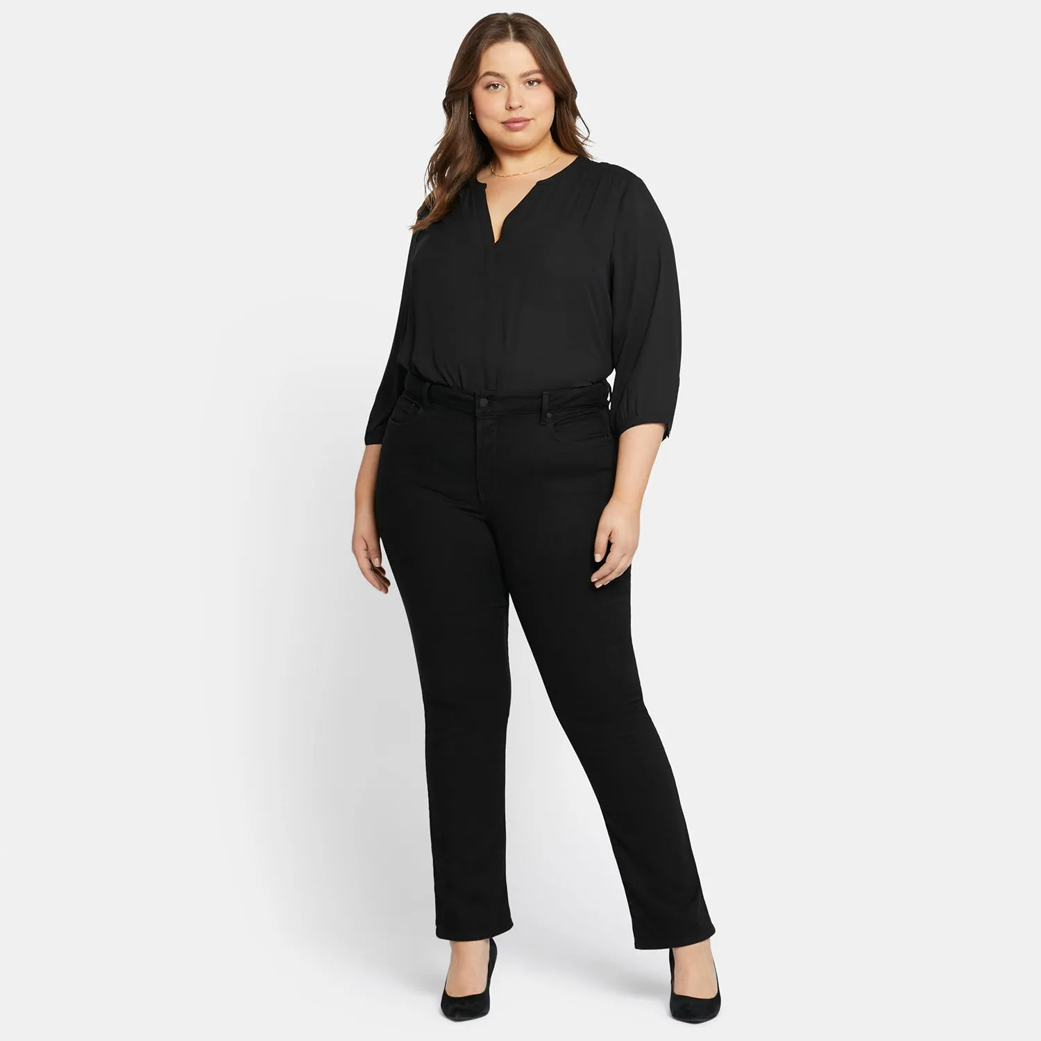 NYDJ Marilyn Straight Jeans Plus Black schwarz