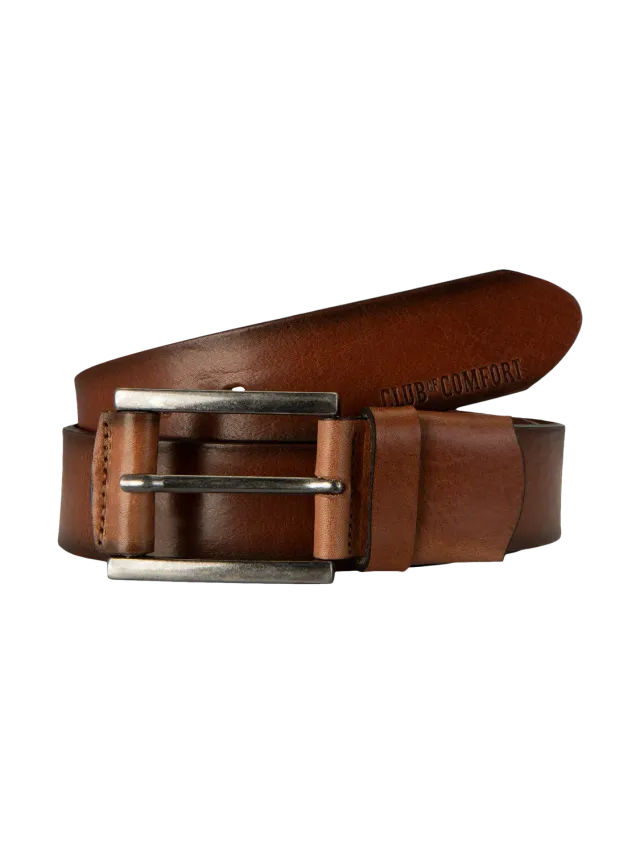 Club of Comfort Leder A54 Gürtel braun Echtleder Stretch