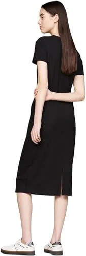 Tommy Jeans Bodycon Midi Gerippt Kleid Damen