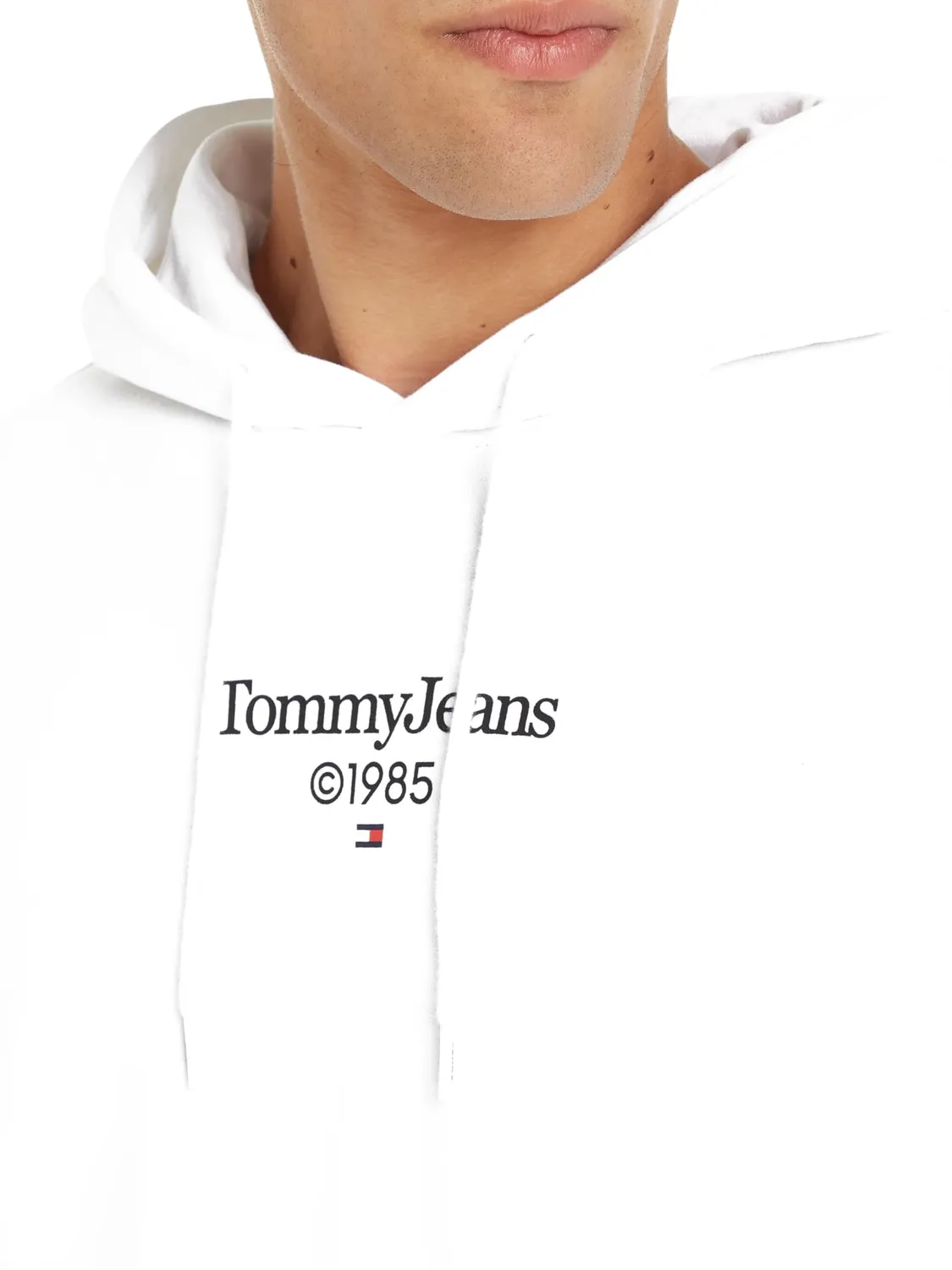 Tommy Jeans Herren Hoodie mit Kapuze Weiß Baumwolle