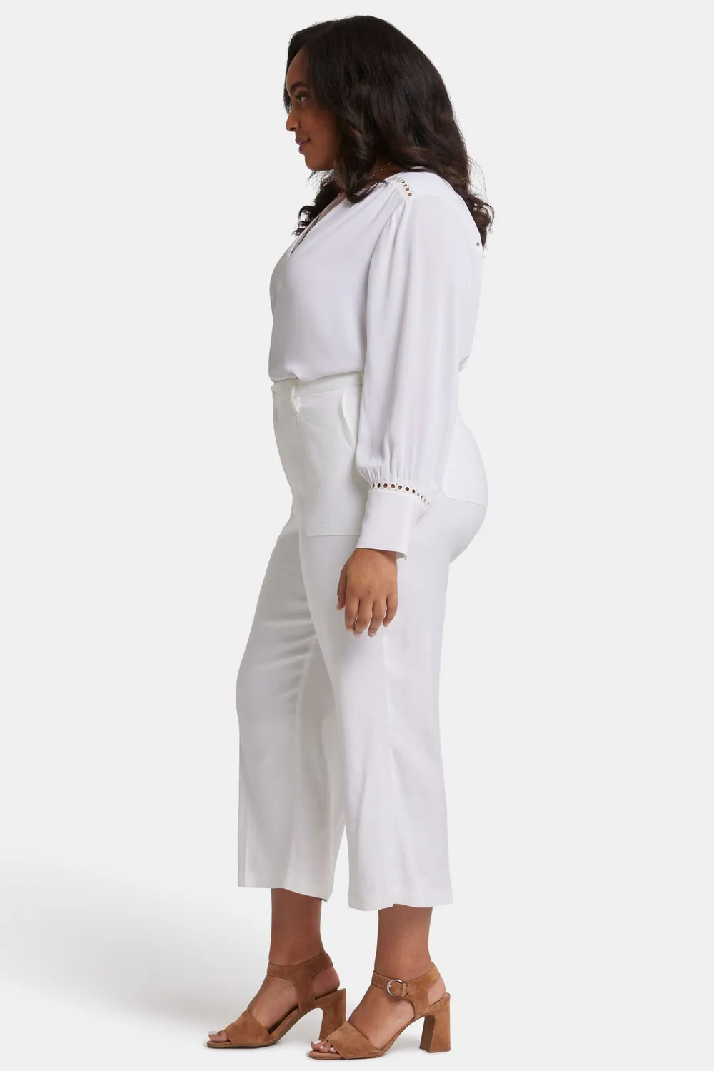 NYDJ Wide Leg Cargo Capri Plus Optic White 14W-28W