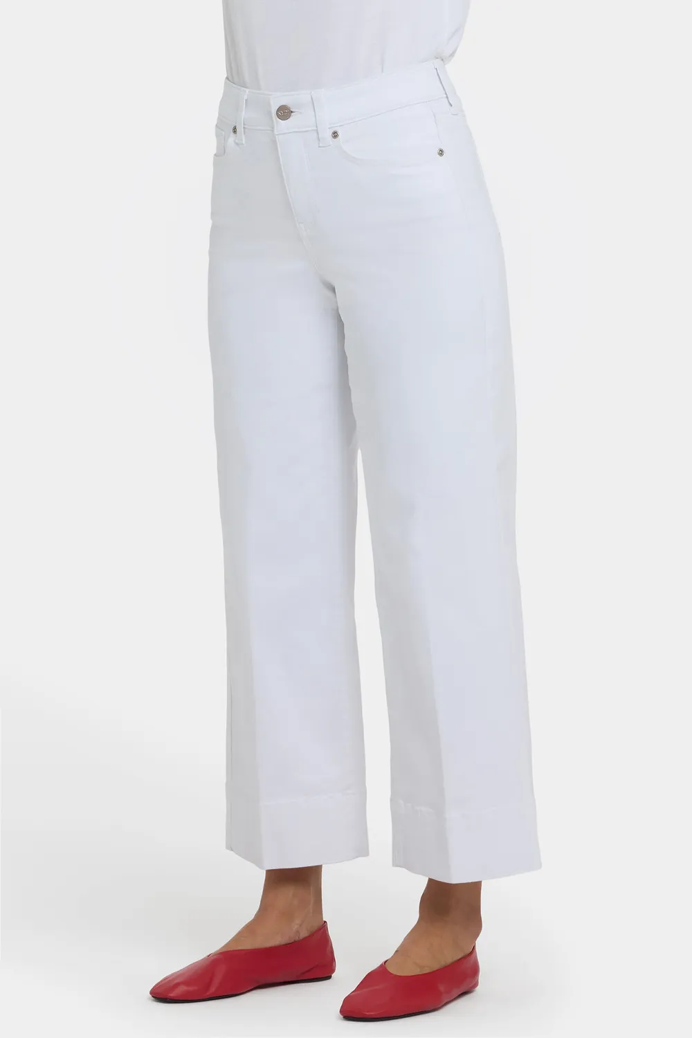 NYDJ Teresa Wide Leg Ankle Jeans Optic White weiß