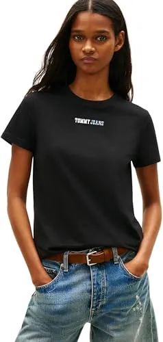 Tommy Jeans Essential Logo T-Shirt Damen Schwarz XL Basic