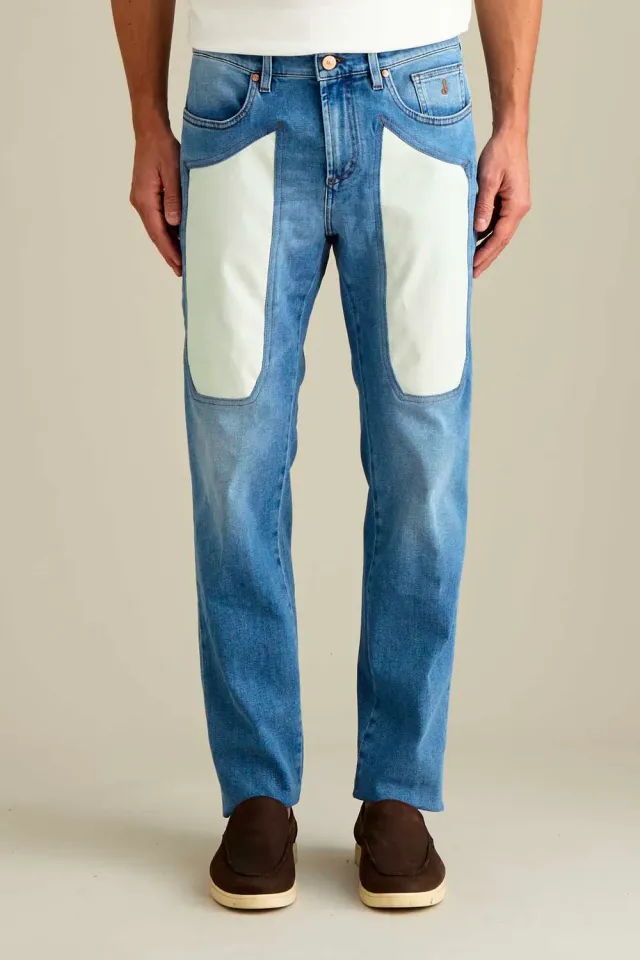 Jeckerson John Slim Fit Jeans hellblau Alcantara beige