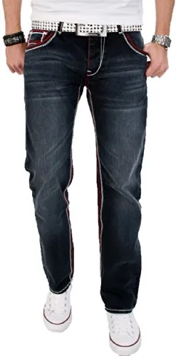 Alessandro Salvarini AS-002 Jeans rot-weiße Nähte Regular