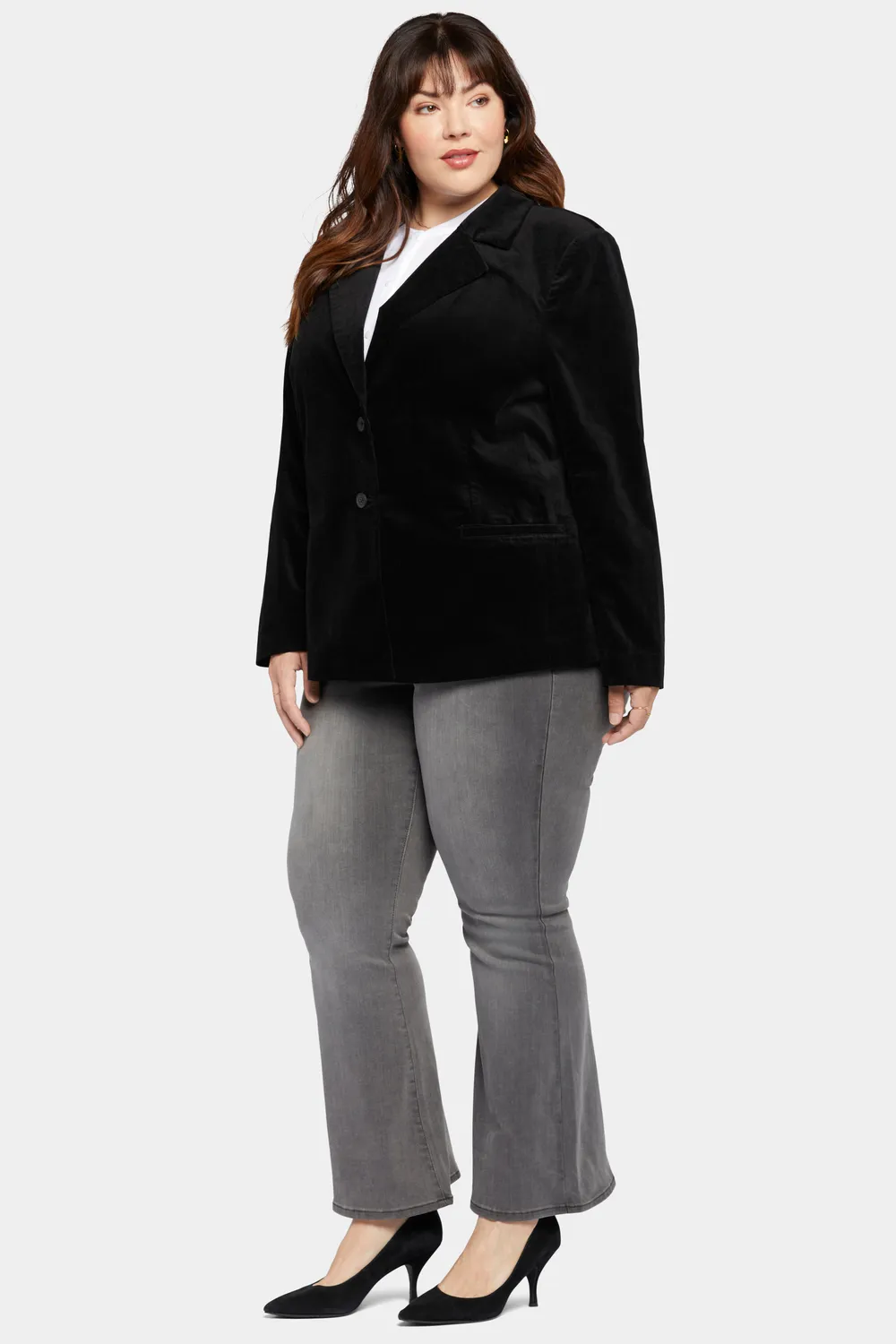NYDJ Classic Blazer Jacke Velveteen Schwarz Plus