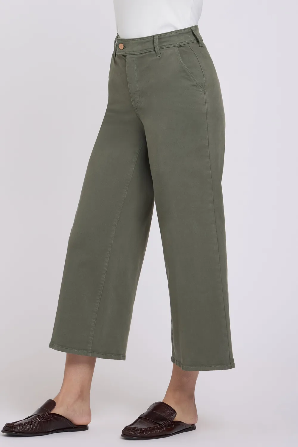 NYDJ Mona Wide Leg Jeans Desert Green High-Rise