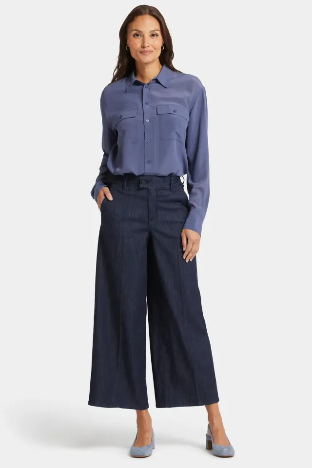 NYDJ Mona Wide Leg Trouser Ankle Jeans Lightweight Rinse