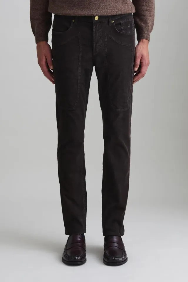 Jeckerson John Hose Slim Fit dunkelbraun Samt