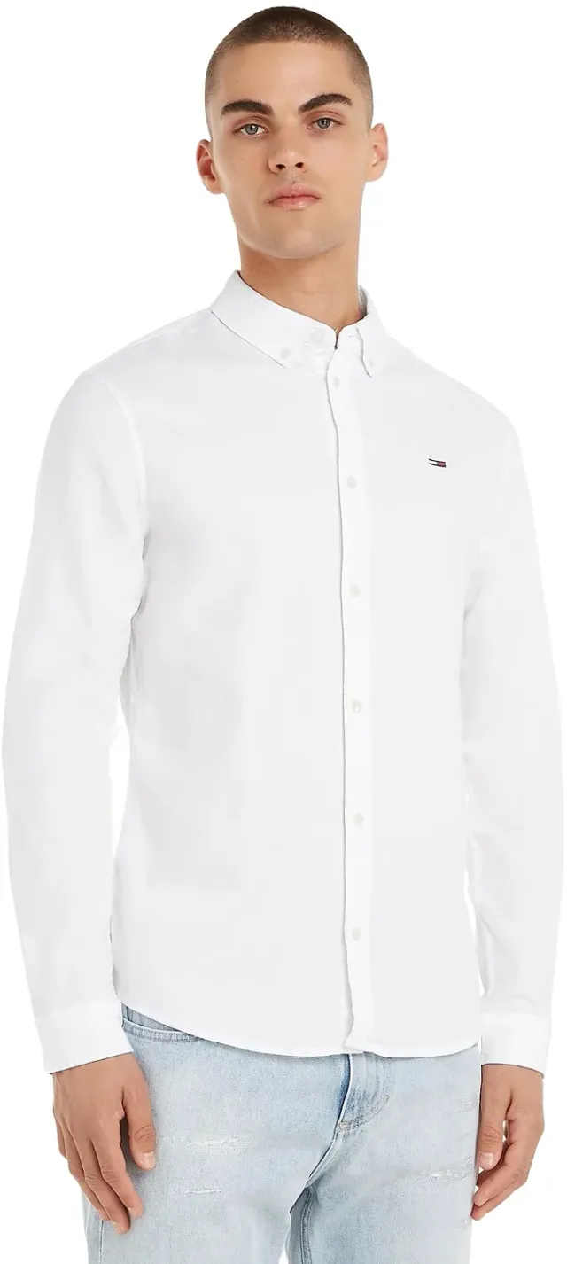 Tommy Jeans TJM Slim Hemd Herren Langarm Weiß L