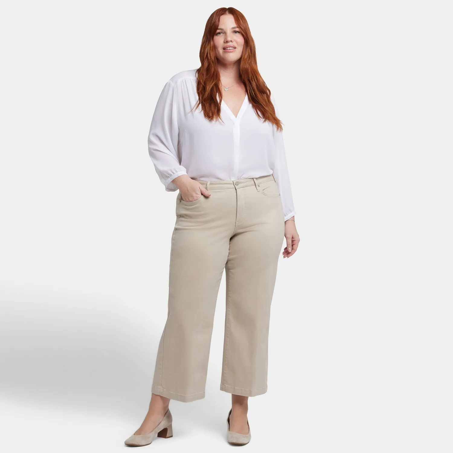 NYDJ Teresa Wide Leg Ankle Jeans Feather Plus Size weit