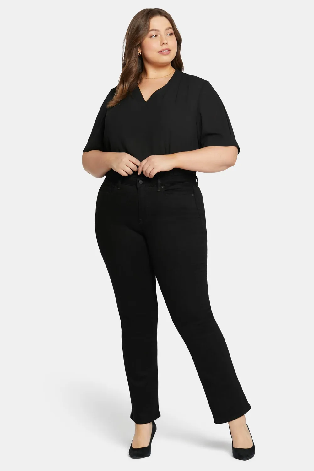 NYDJ Barbara Bootcut Plus Size Jeans Schwarz formend