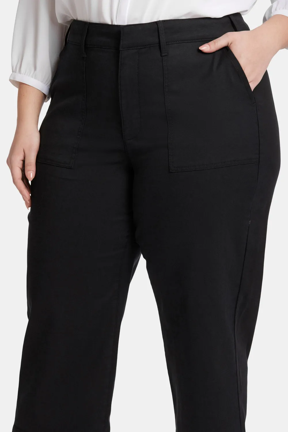 NYDJ Utility Hose Schwarz Stretch Twill Plus Size