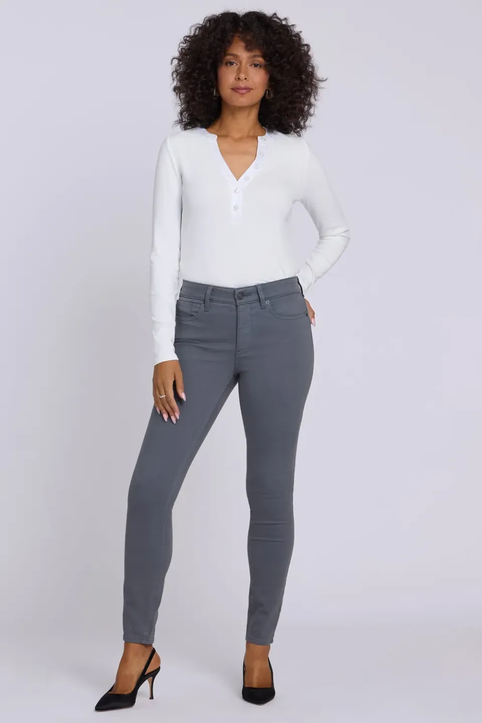 NYDJ Ami Skinny Jeans Vintage Charcoal Petite grau