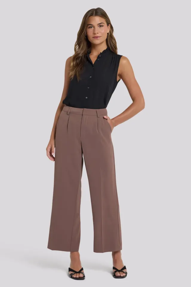 NYDJ Wide Leg Ankle Stoffhose Dunkeltaupe