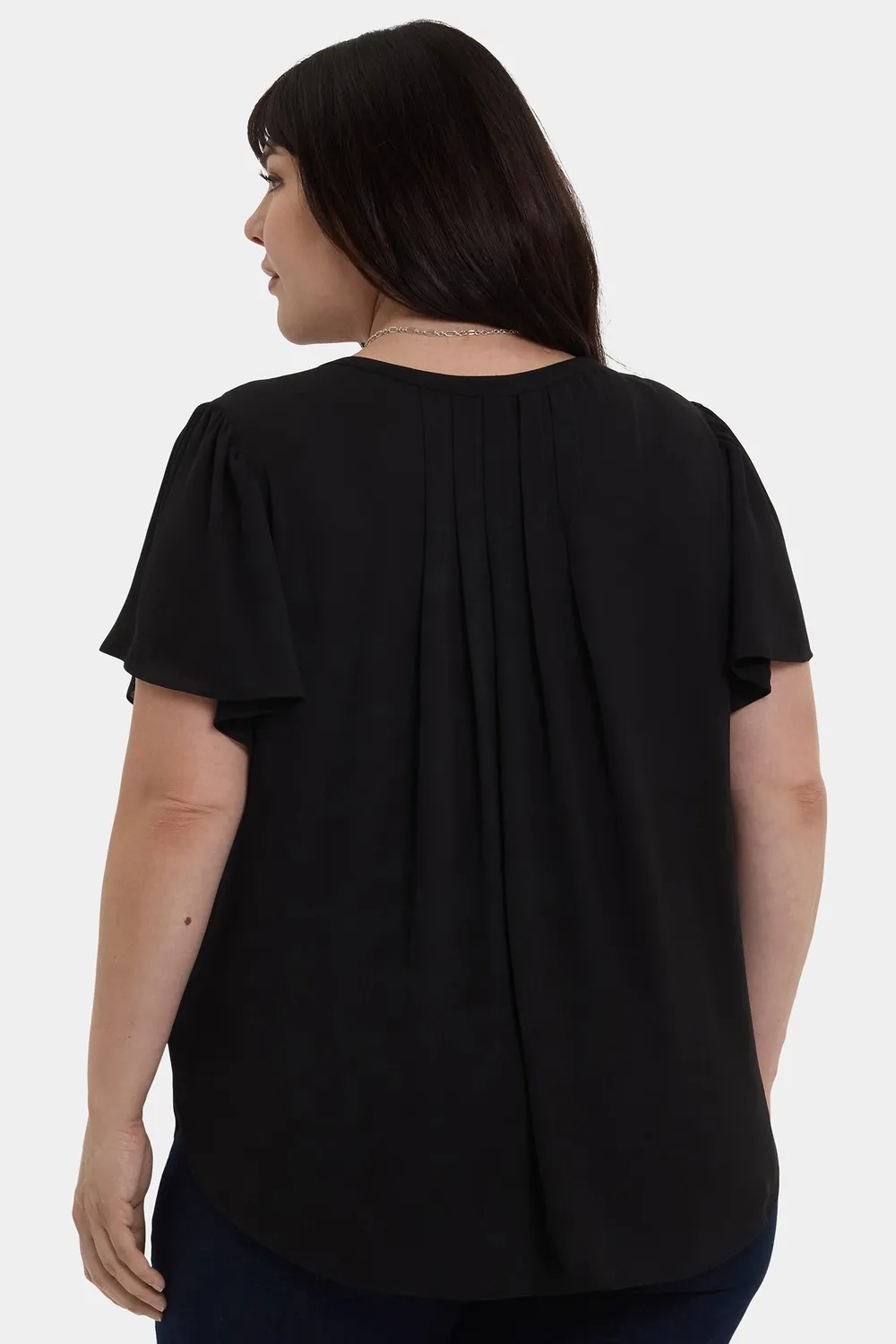 NYDJ Plus Bluse Schwarz Flutter Volant recycelt
