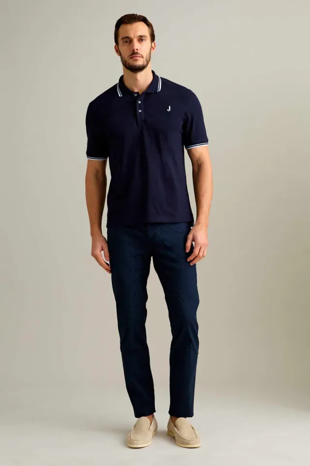 Jeckerson Polo 3-Knopf Piqué dunkelblau