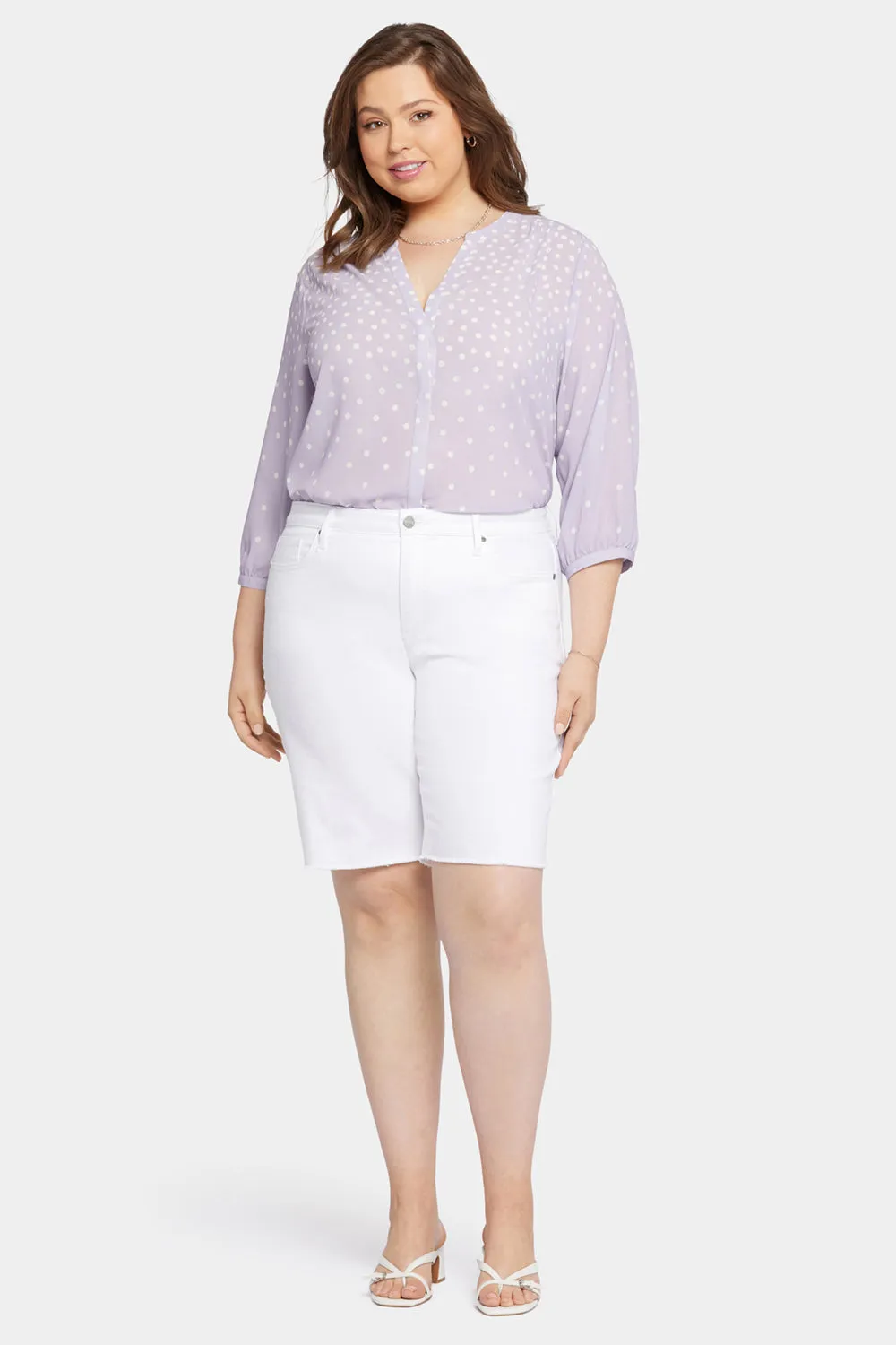 NYDJ Boyfriend Shorts Optic White Fransensaum Plus