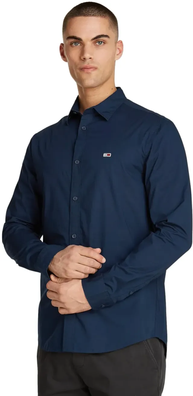 Tommy Jeans Poplin Shirt Herren Hemd XXS Blau Langarm