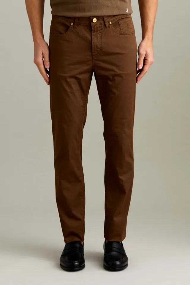 Jeckerson Jordan Slim Fit Hose hellbraun Gabardine