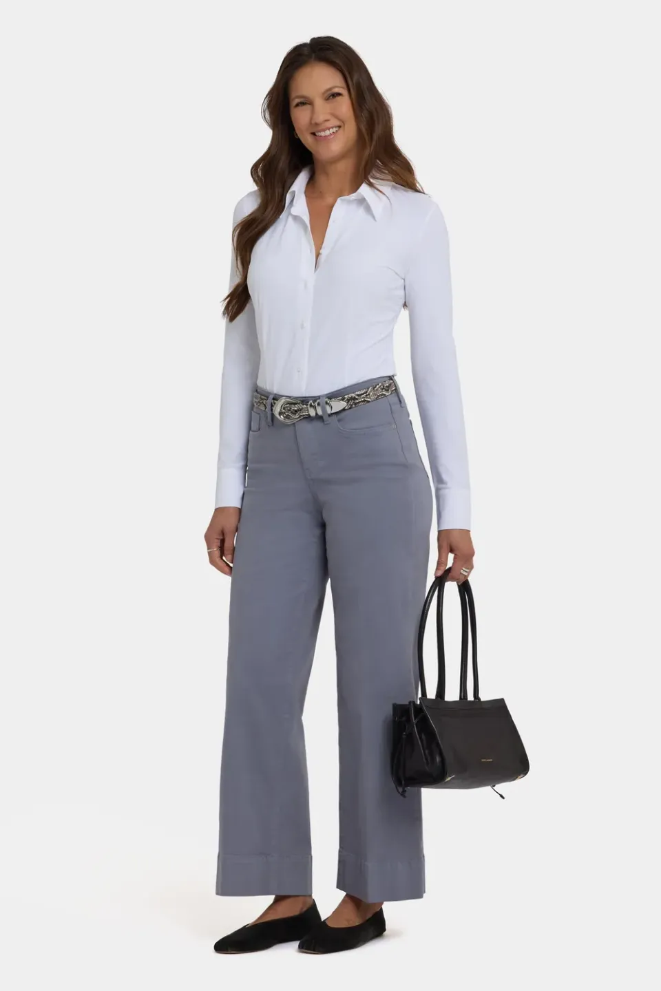 NYDJ Teresa Wide Leg Ankle Jeans Shadow Blue