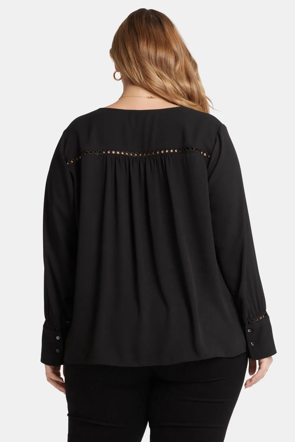 NYDJ Liliana Peasant Bluse Schwarz Plus Soutache