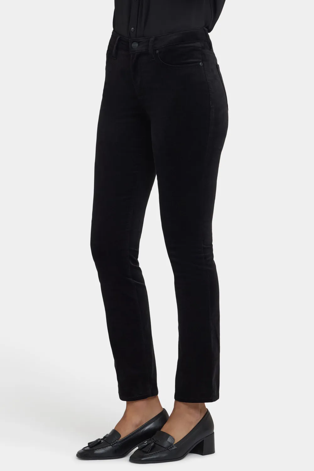 NYDJ Sheri Slim Hose Schwarz Velveteen schmal