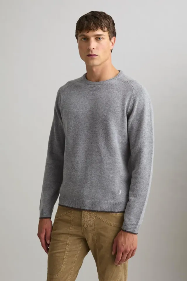 Jeckerson Girocollo Raglan Pullover Herren silbergrau Wolle