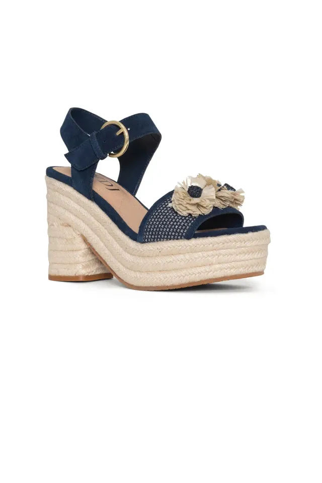 NYDJ Houston Platform Sandalen Indigo Blockabsatz