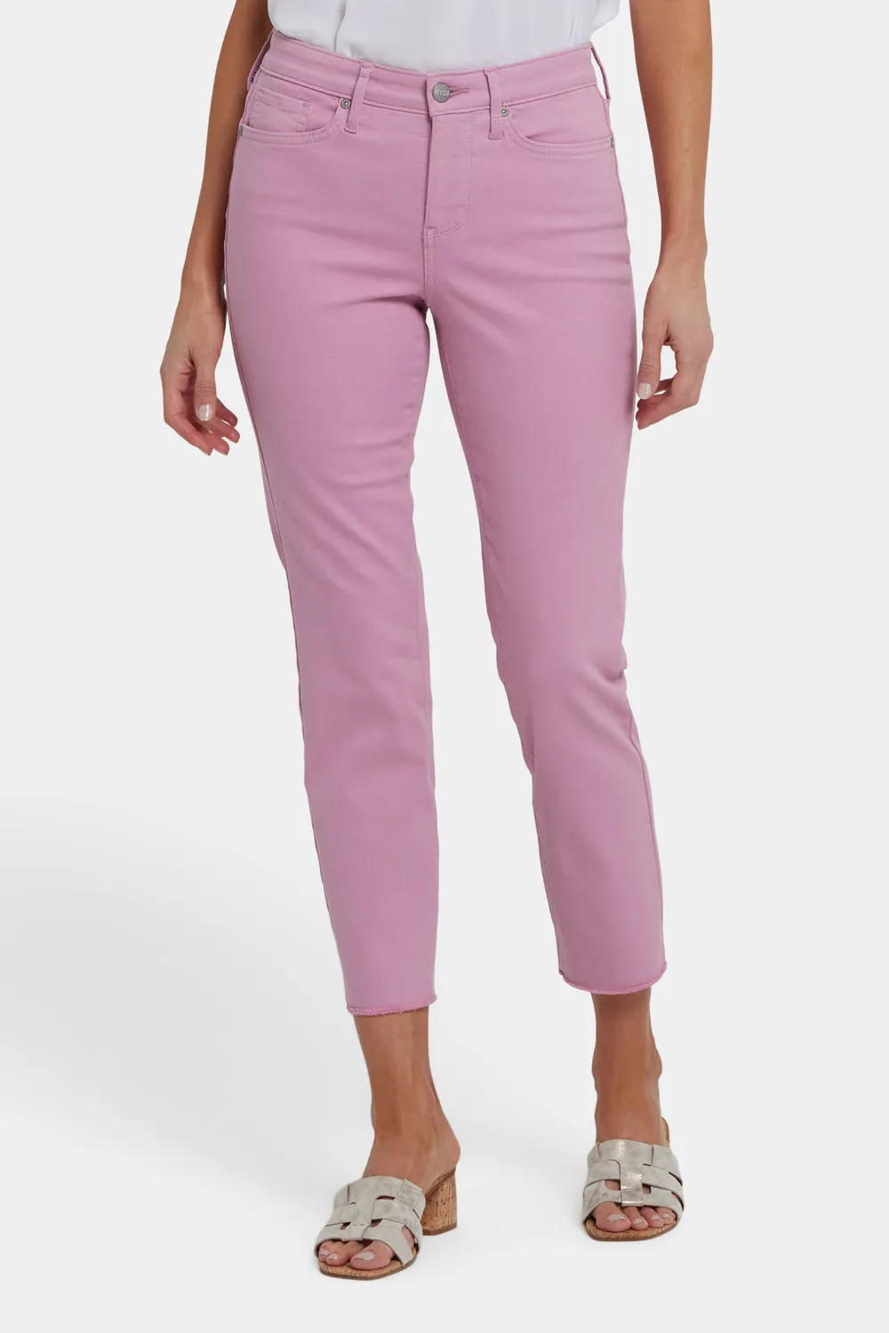 NYDJ Sheri Slim Ankle Jeans Rosa Fransensaum