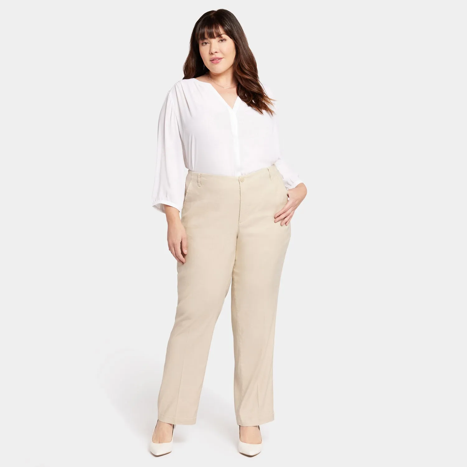 NYDJ Marilyn Stretch-Leinen Hose Feather Plus Size