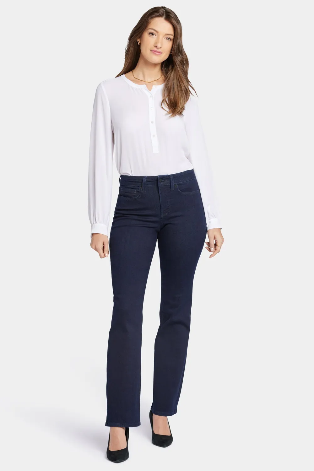 NYDJ Blake Slim Flared Jeans Rinse Petite High Rise