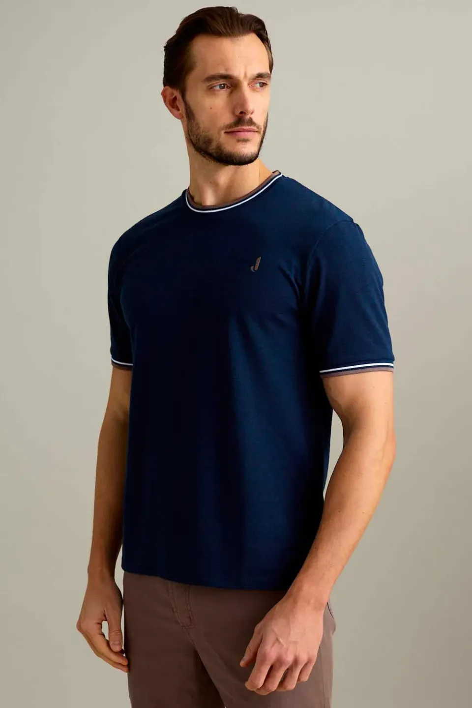 Jeckerson T-Shirt Piqué Blau-Melange Kurzarm