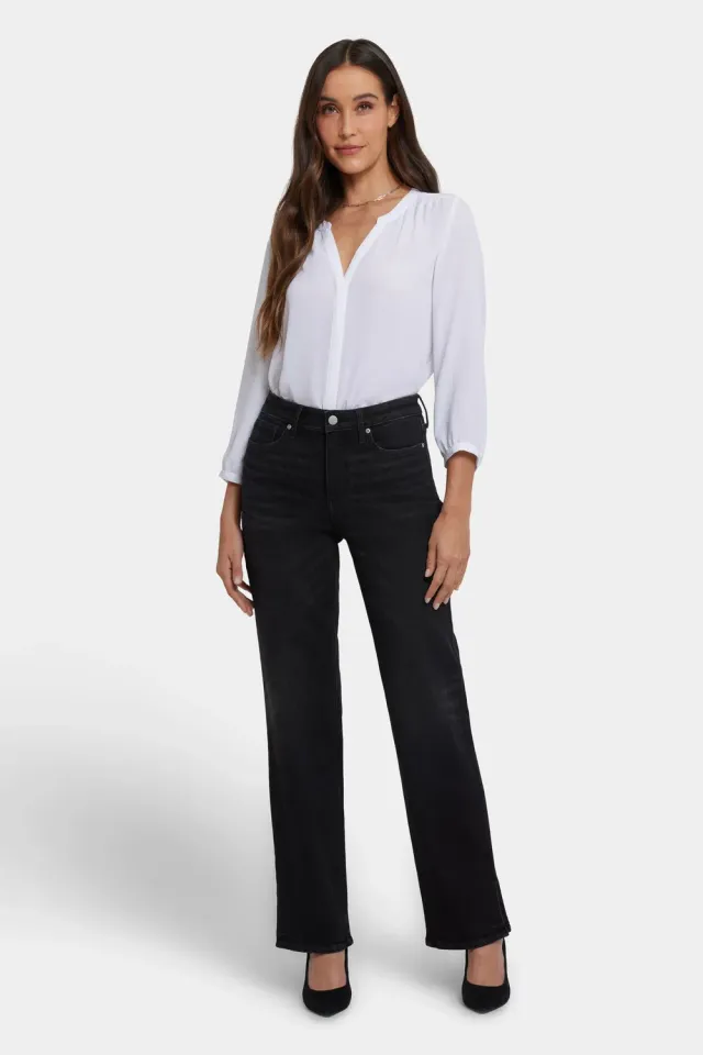 NYDJ Bailey Relaxed Straight Jeans French Nightfall schwarz
