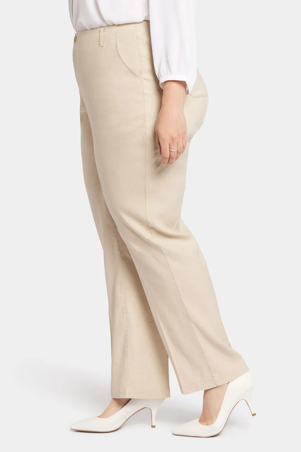 NYDJ Marilyn Stretch-Leinen Hose Feather Plus Size